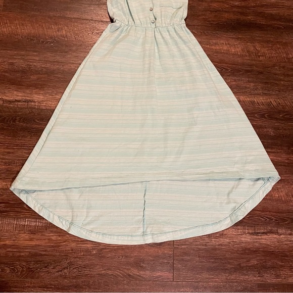 Mint Green/Turquoise and White Striped High-Low Sleeveless Sundress / Sz Small - Picture 4 of 8